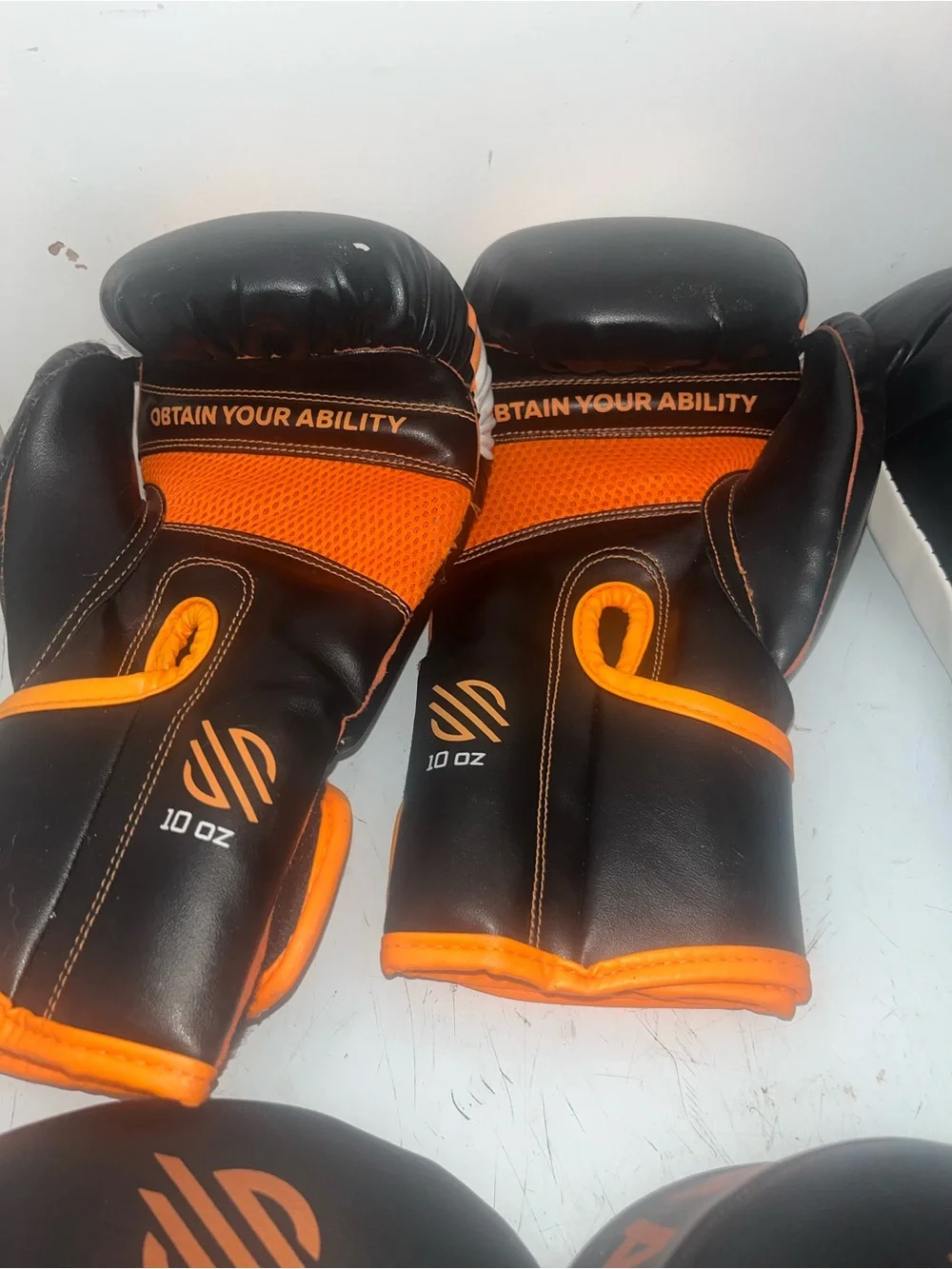 Adult Black and Orange Training Gloves and Mitts Set